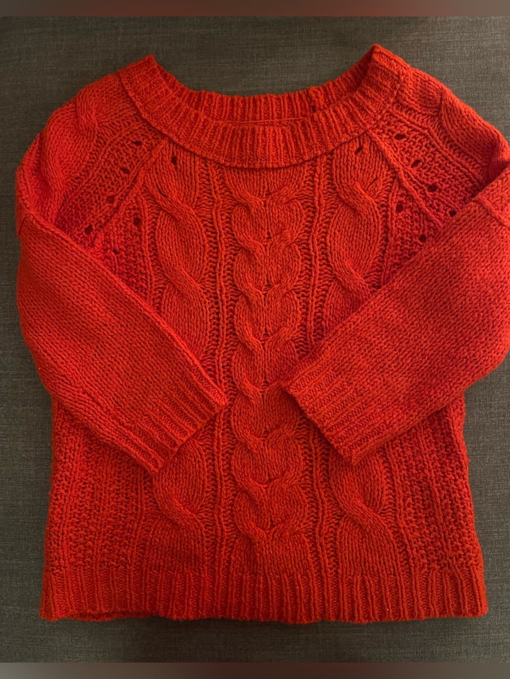 LOFT Orange Cable Crewneck Sweater